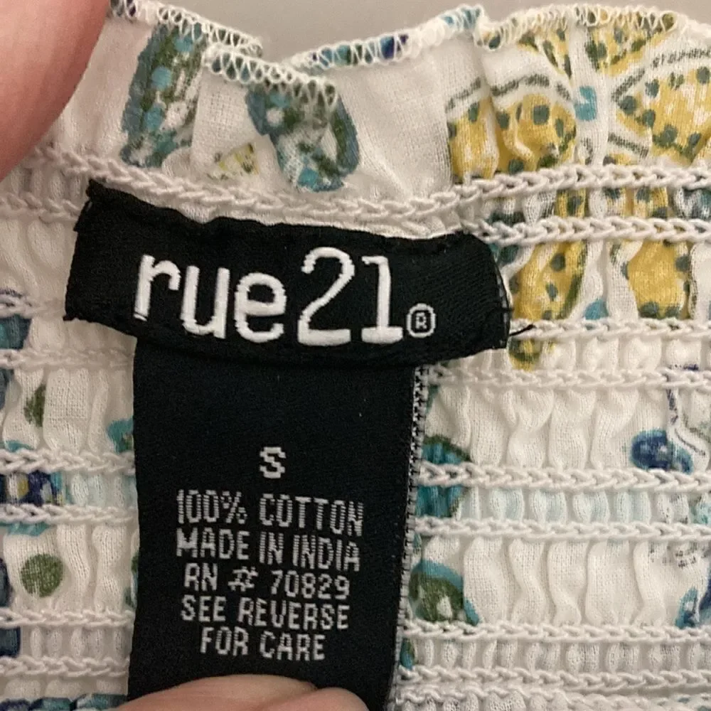 NWT Rue 21 Girls Blue Floral & Ikat Print Cotton Sun Dress. Size Small.